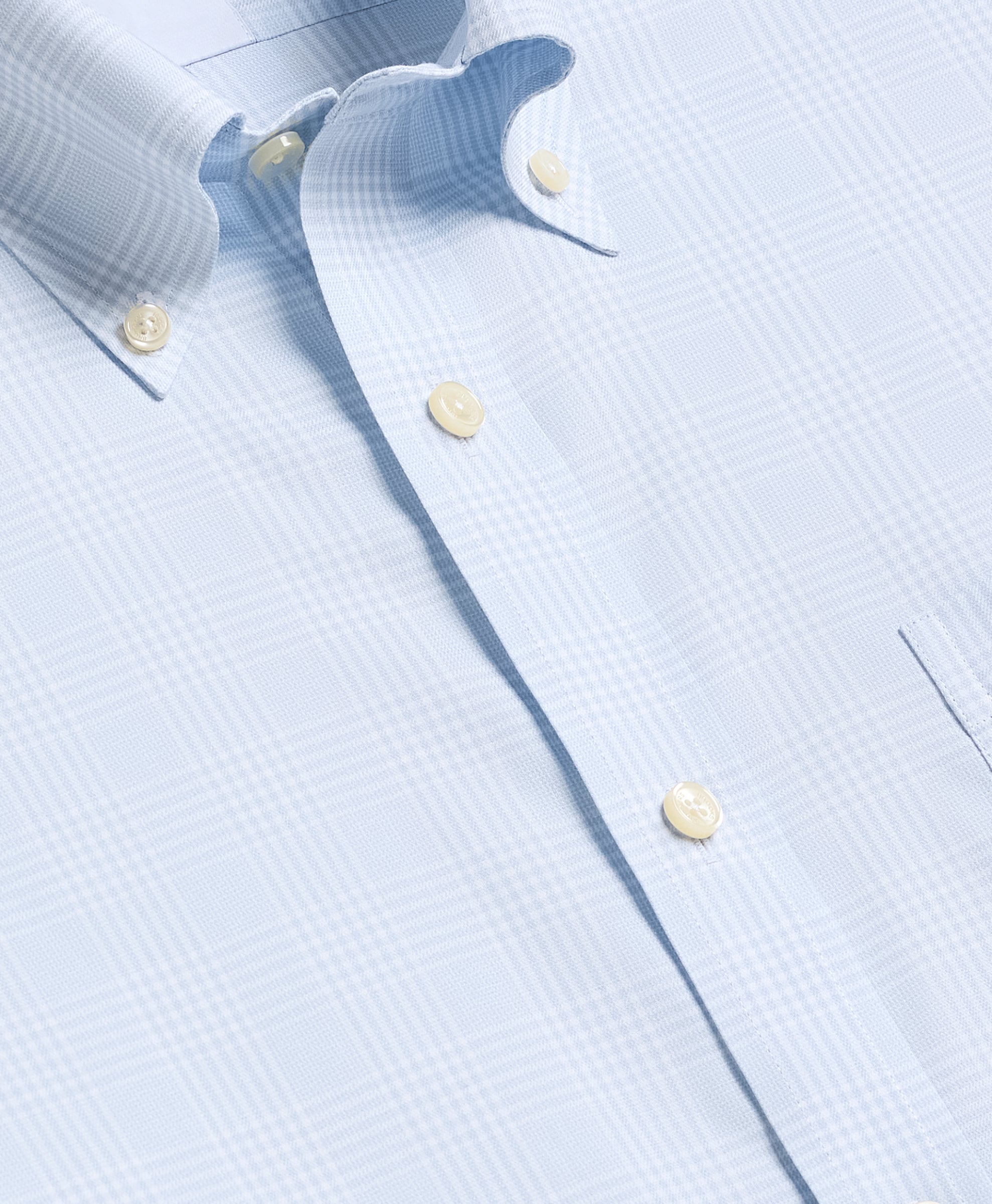 Stretch Supima Cotton Non-Iron Twill Polo Button Down Collar, Glen Plaid Sport Shirt