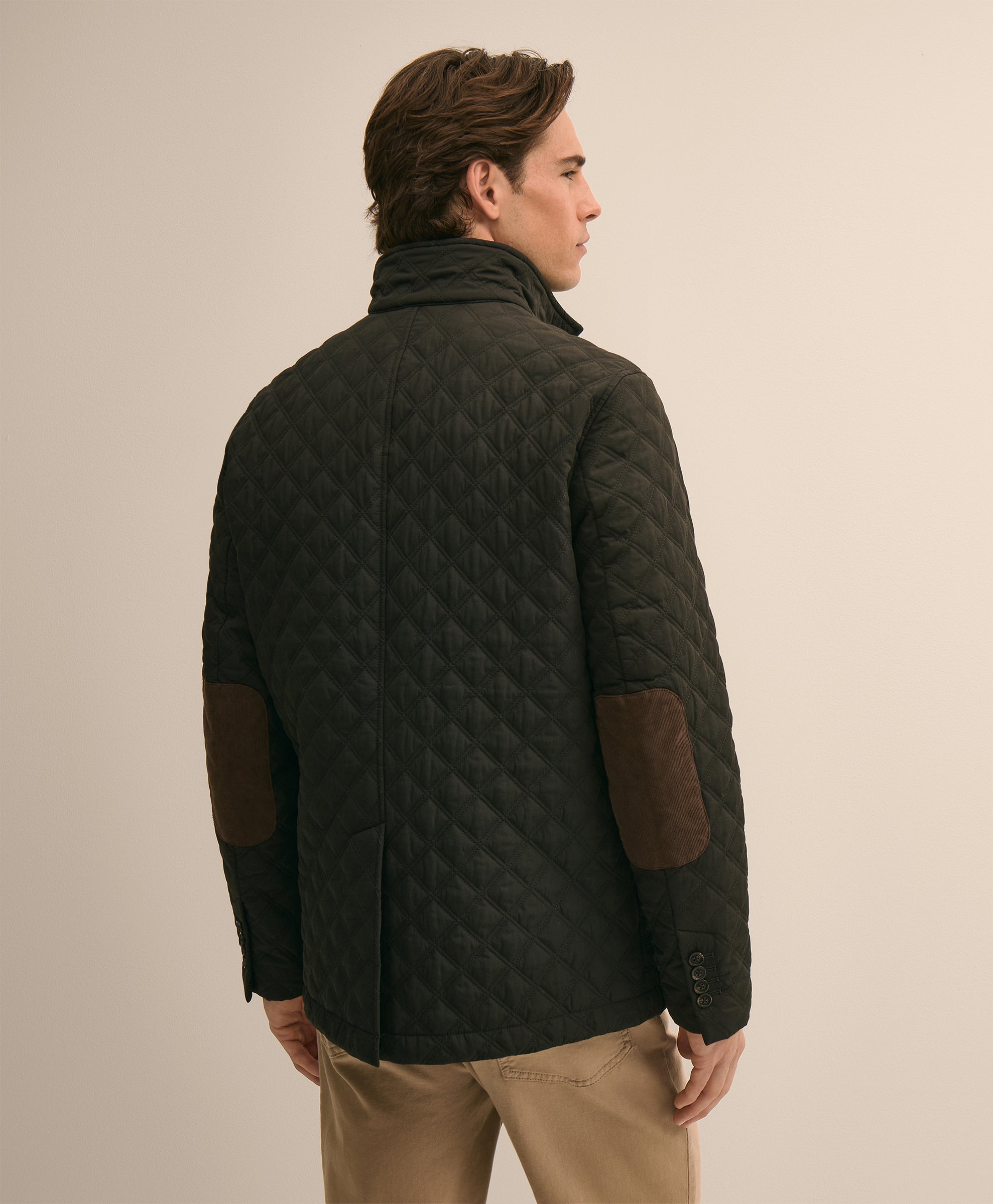 Diamond-Quilted Blazer in Cotton Blend