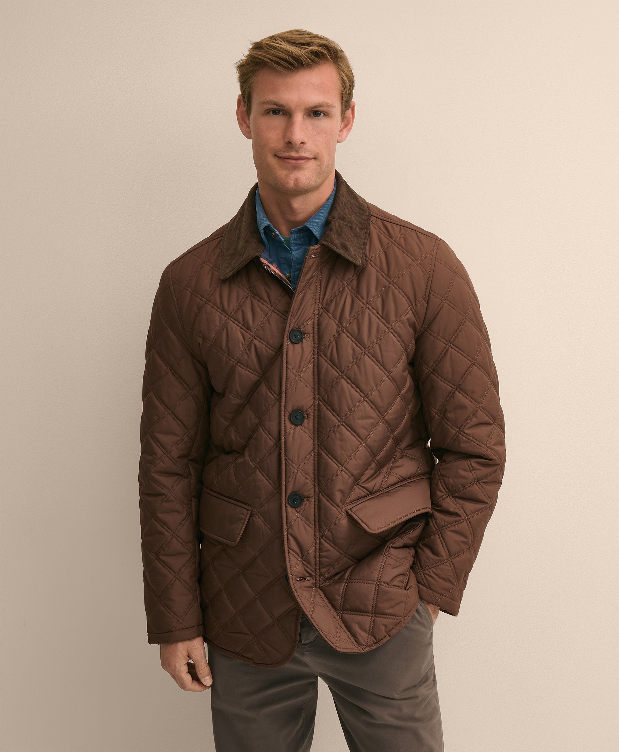 Diamond-Quilted Walking Coat