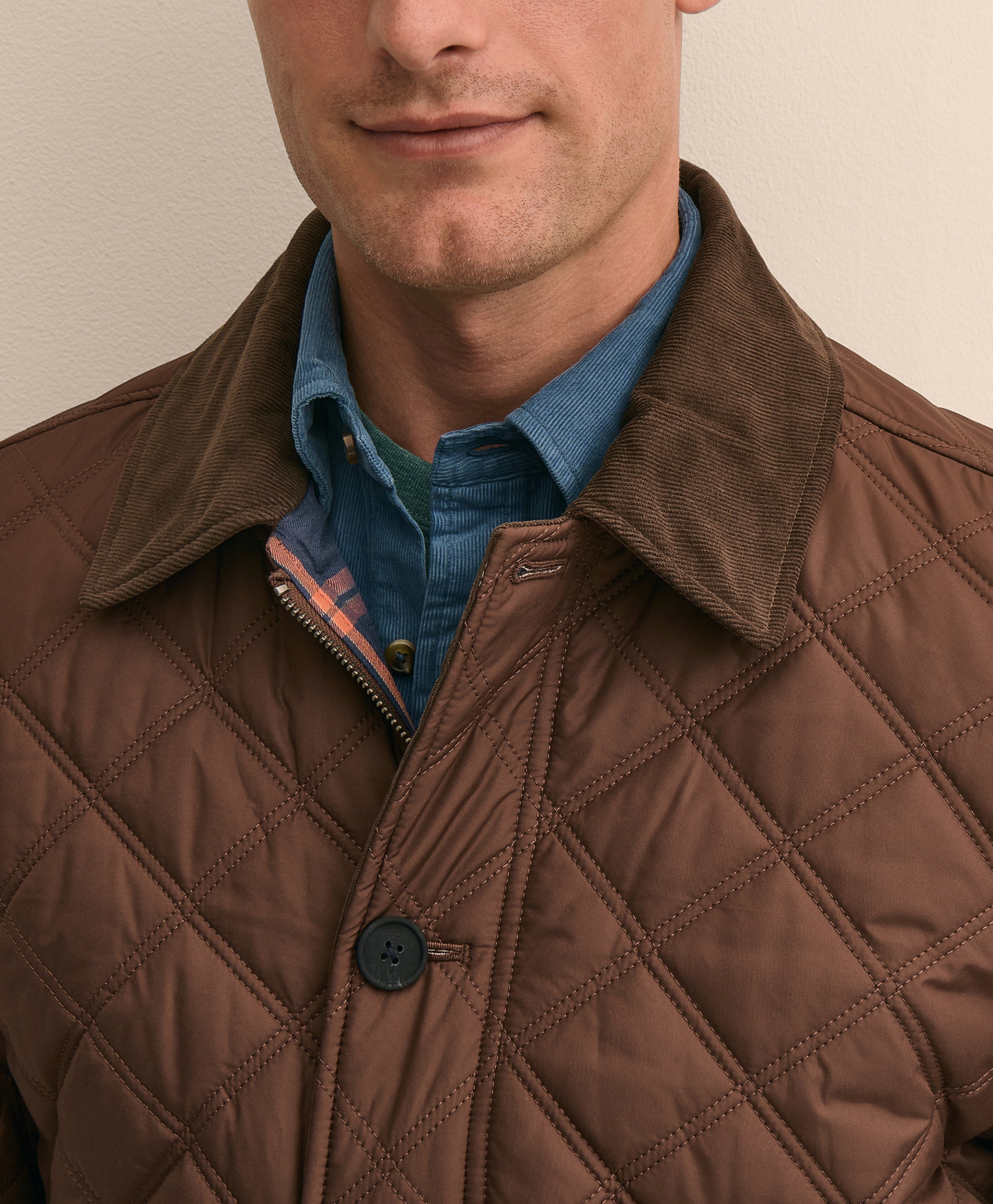 Diamond-Quilted Walking Coat