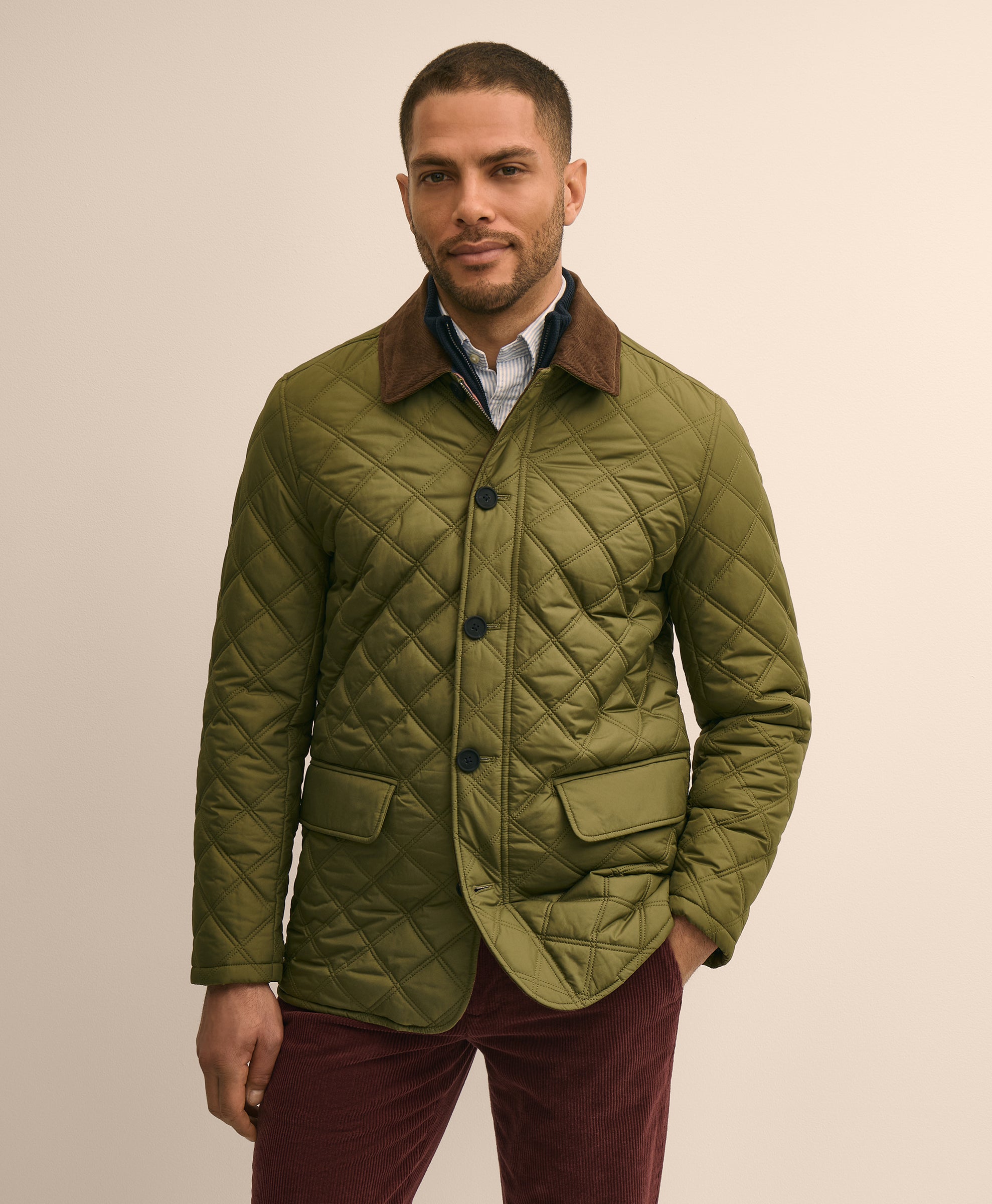 Diamond-Quilted Walking Coat