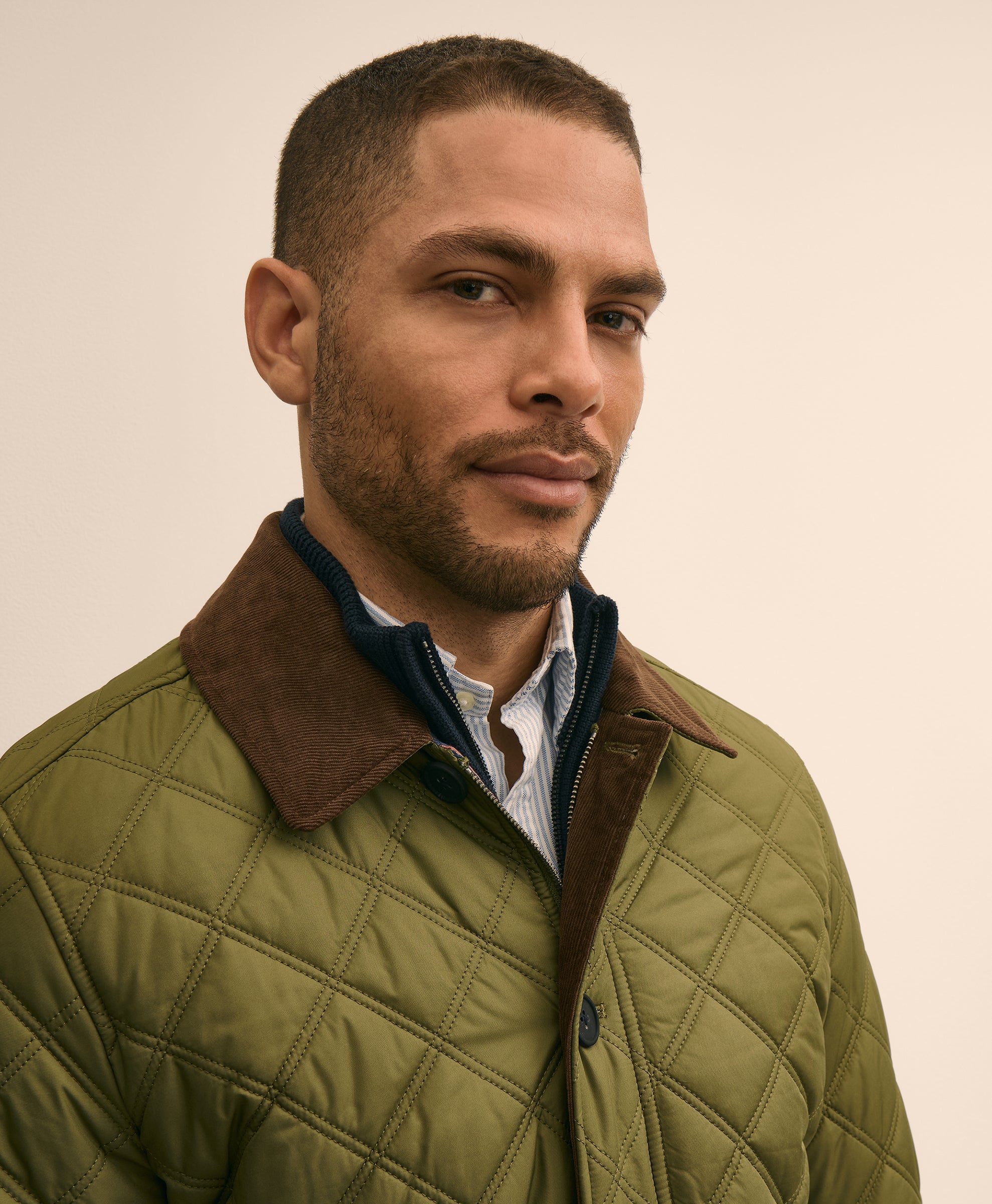Diamond-Quilted Walking Coat