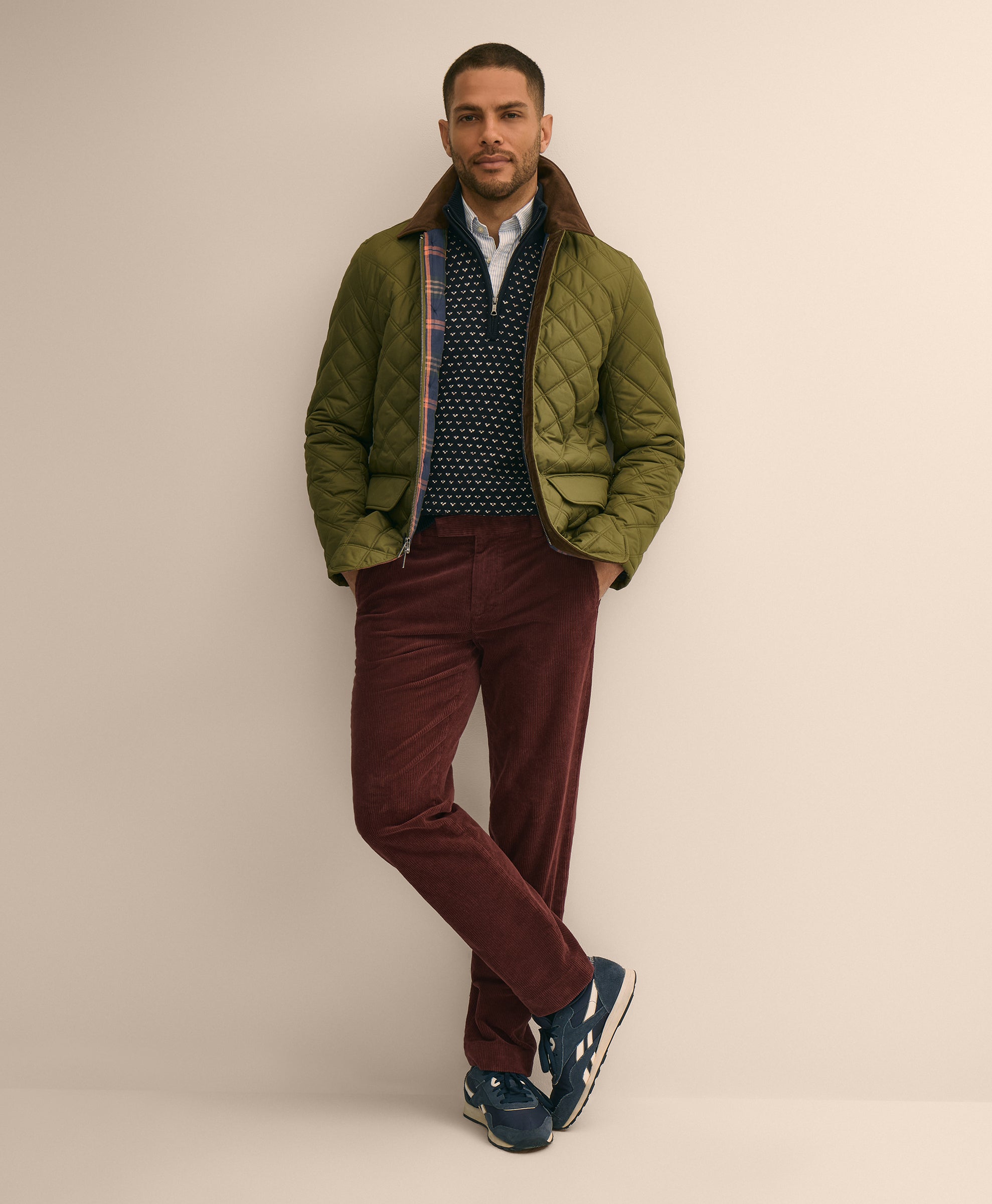Diamond-Quilted Walking Coat