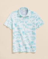 KNT BERMUDA PRINT VTG POLO AQUA/WHITE