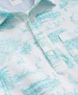 KNT BERMUDA PRINT VTG POLO AQUA/WHITE