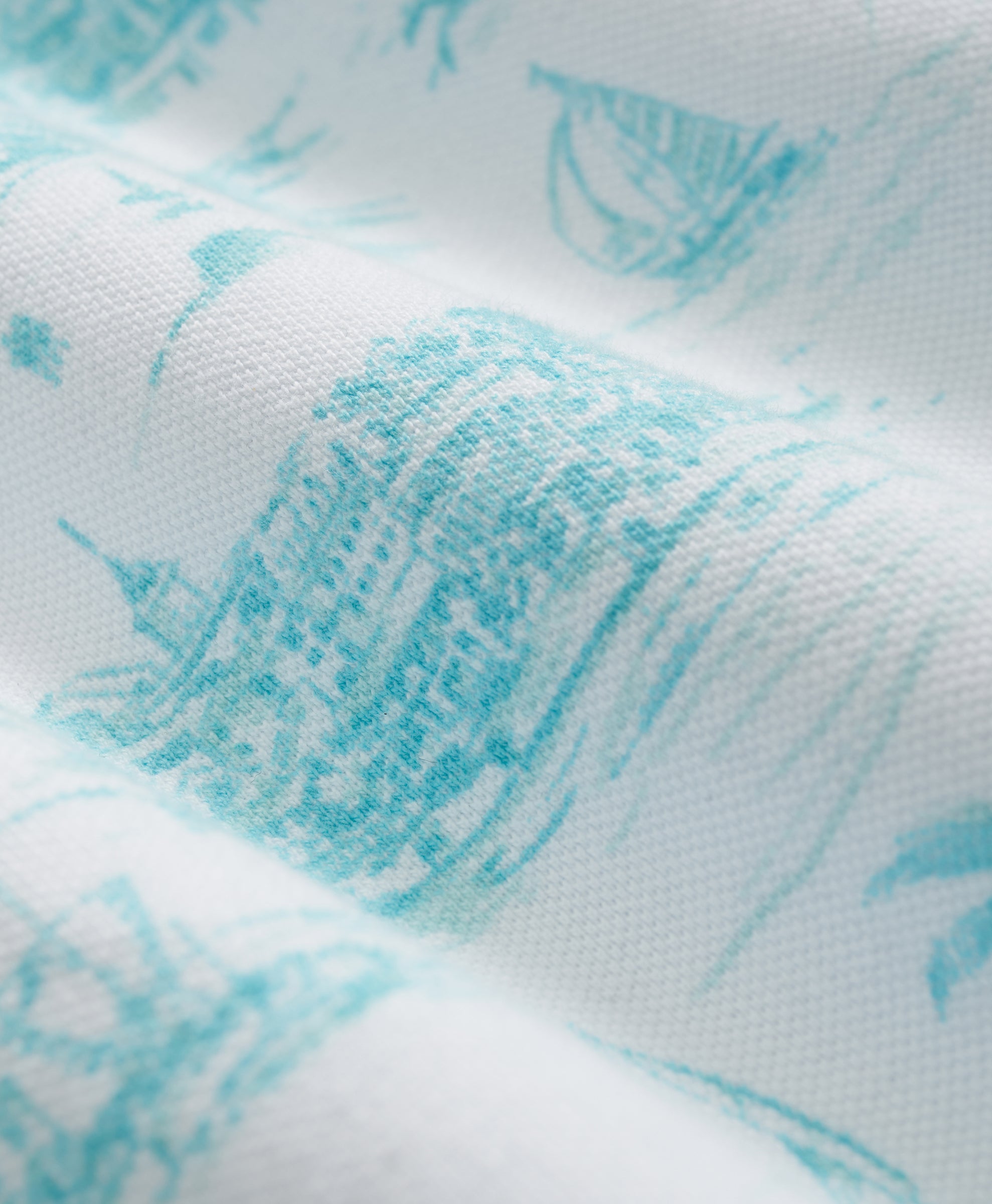 KNT BERMUDA PRINT VTG POLO AQUA/WHITE