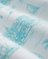 KNT BERMUDA PRINT VTG POLO AQUA/WHITE