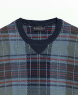 SWT GARMENT WASH MADRAS PLAID CREW