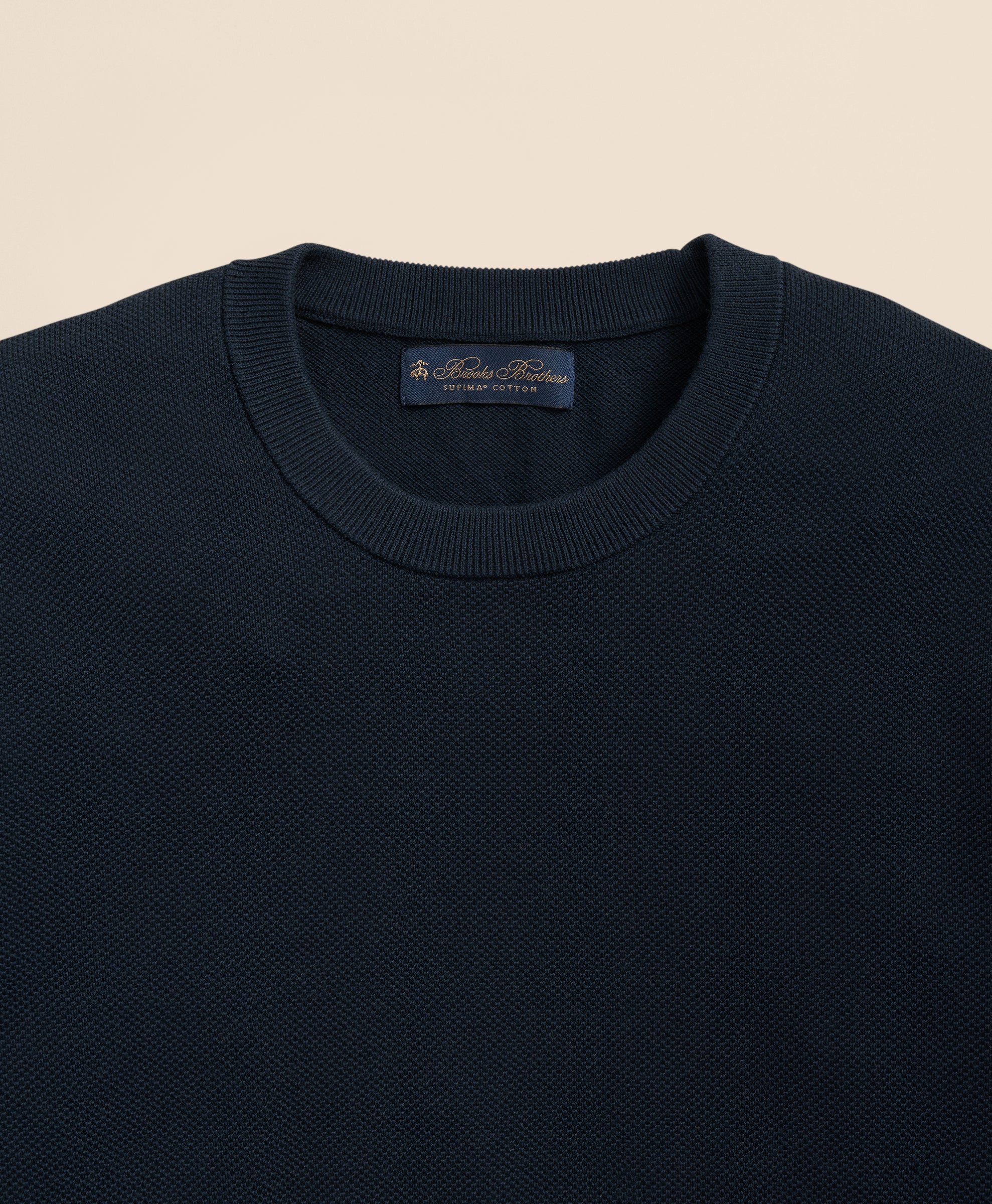 Supima Cotton Pique Crewneck Sweater