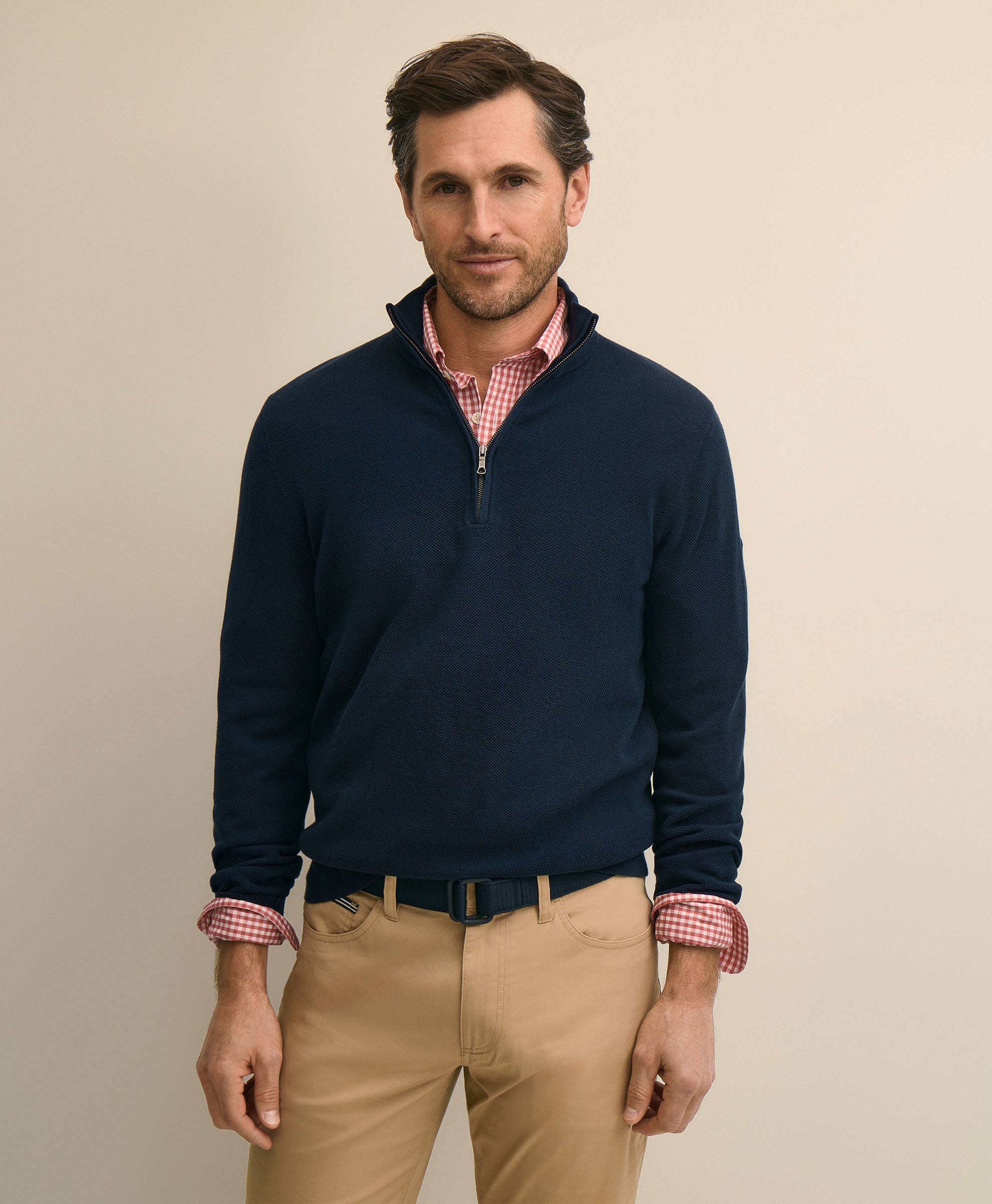 Supima Cotton Pique Quarter-Zip Sweater