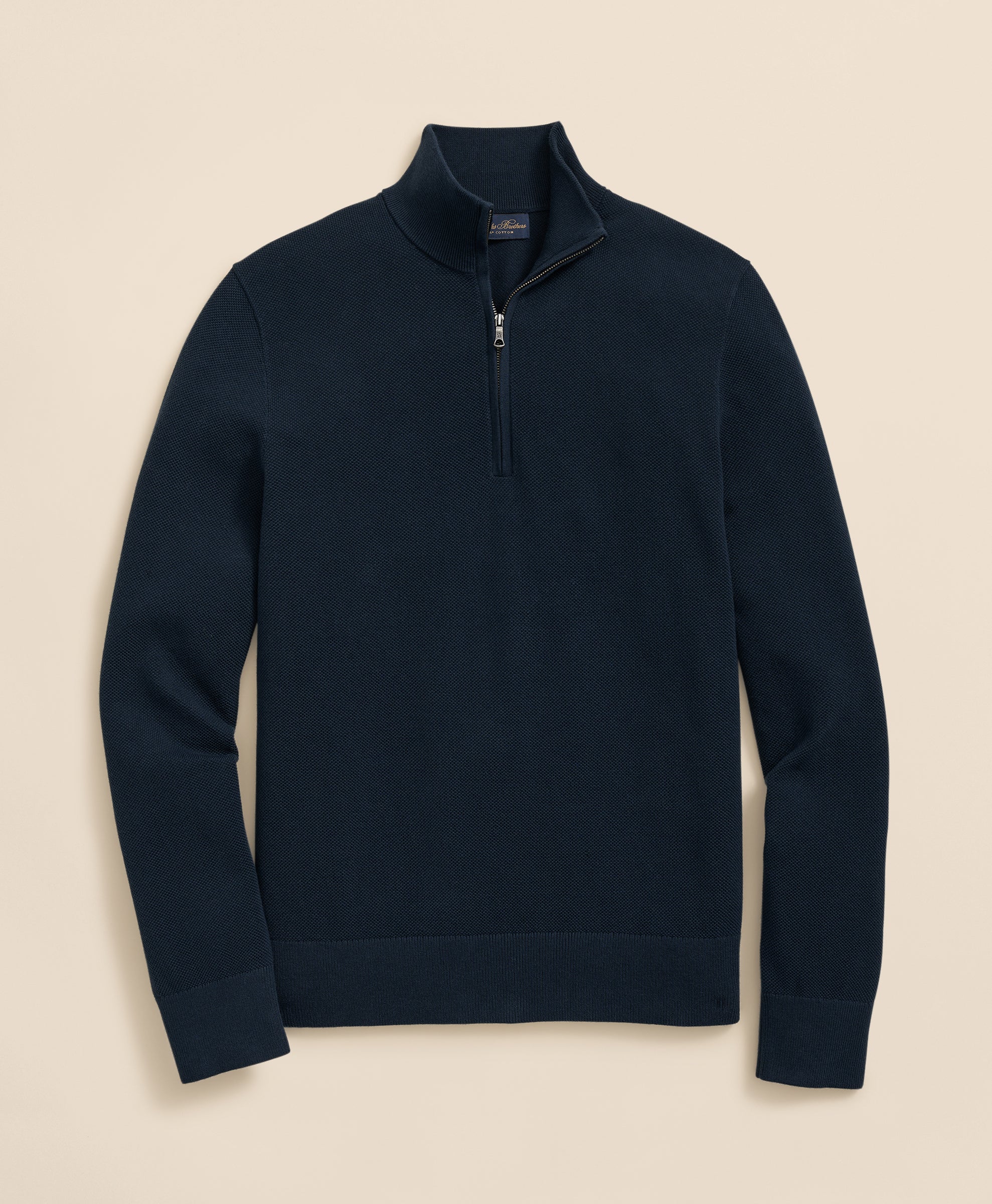 Supima Cotton Pique Quarter-Zip Sweater