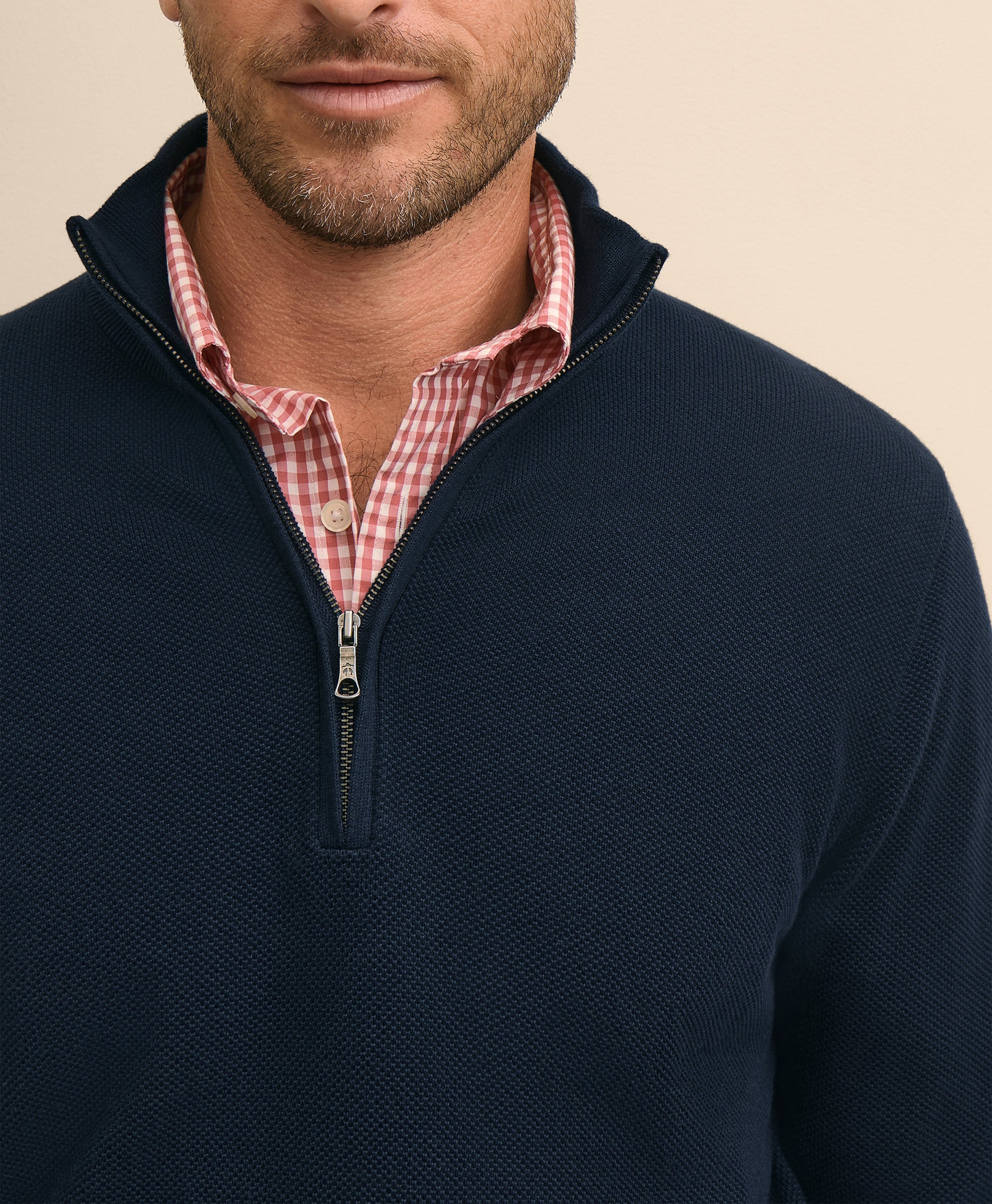 Supima Cotton Pique Quarter-Zip Sweater