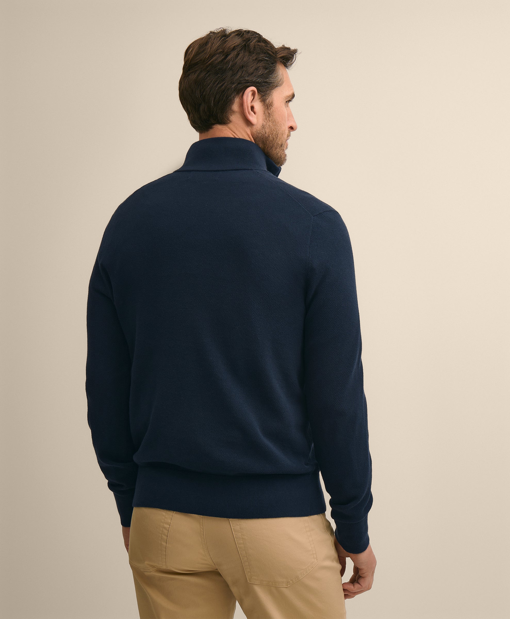 Supima Cotton Pique Quarter-Zip Sweater