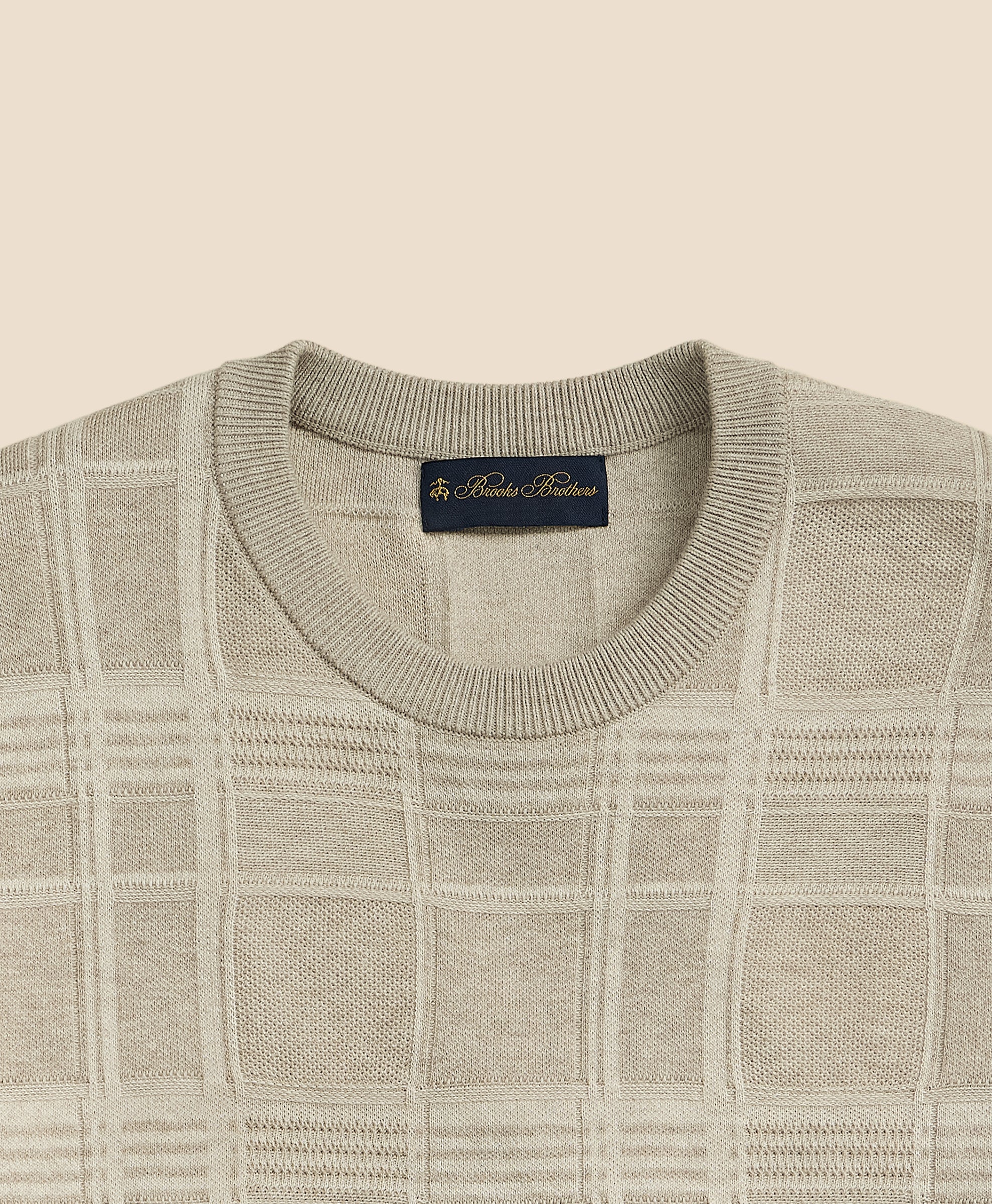 SWT TEXTURE PLAID CREW Beige Tan Plaid