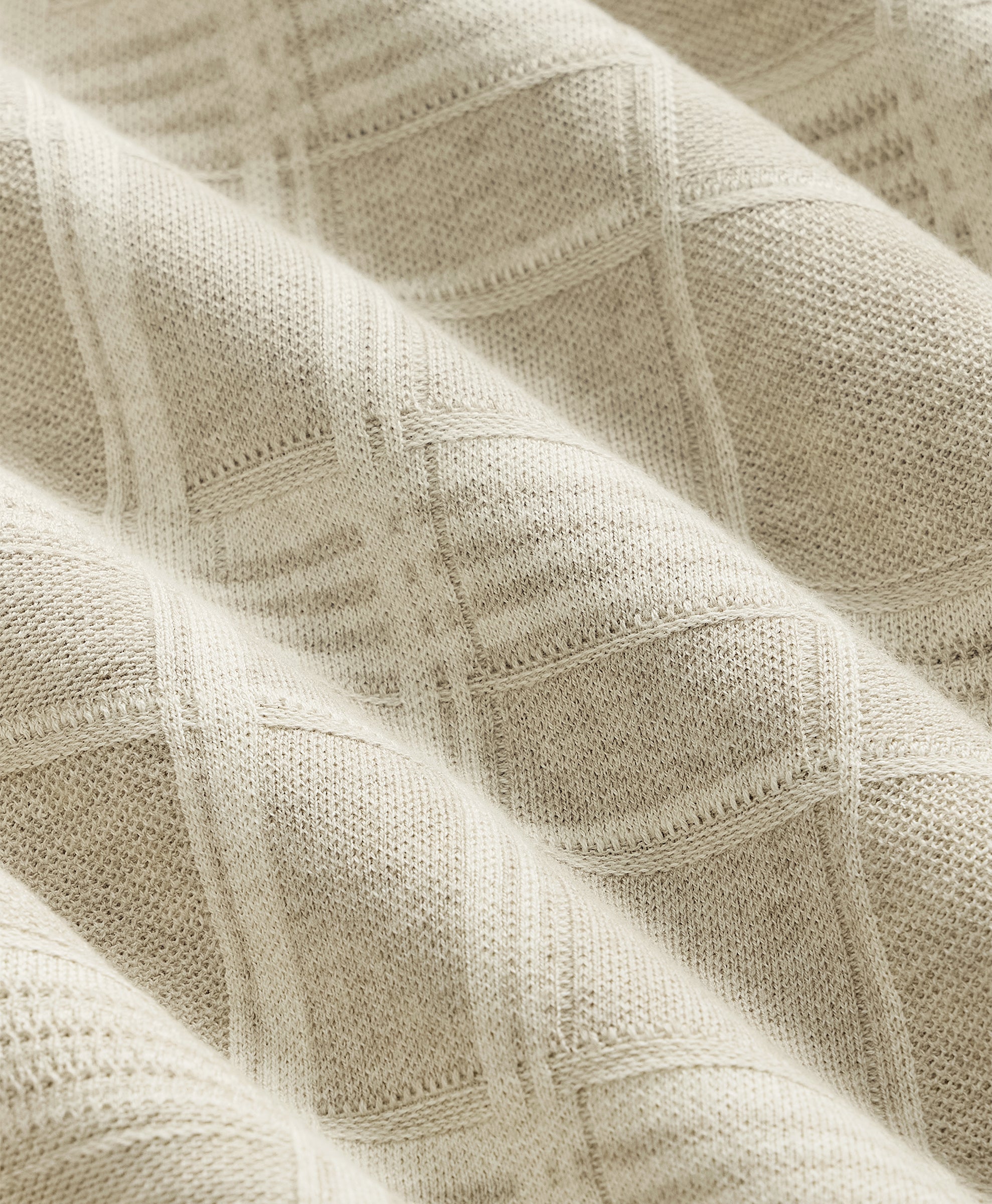 SWT TEXTURE PLAID CREW Beige Tan Plaid