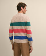 Cotton Rugby Stripe Marled Henley Sweater