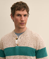 Cotton Rugby Stripe Marled Henley Sweater