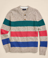 Cotton Rugby Stripe Marled Henley Sweater