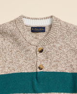 Cotton Rugby Stripe Marled Henley Sweater
