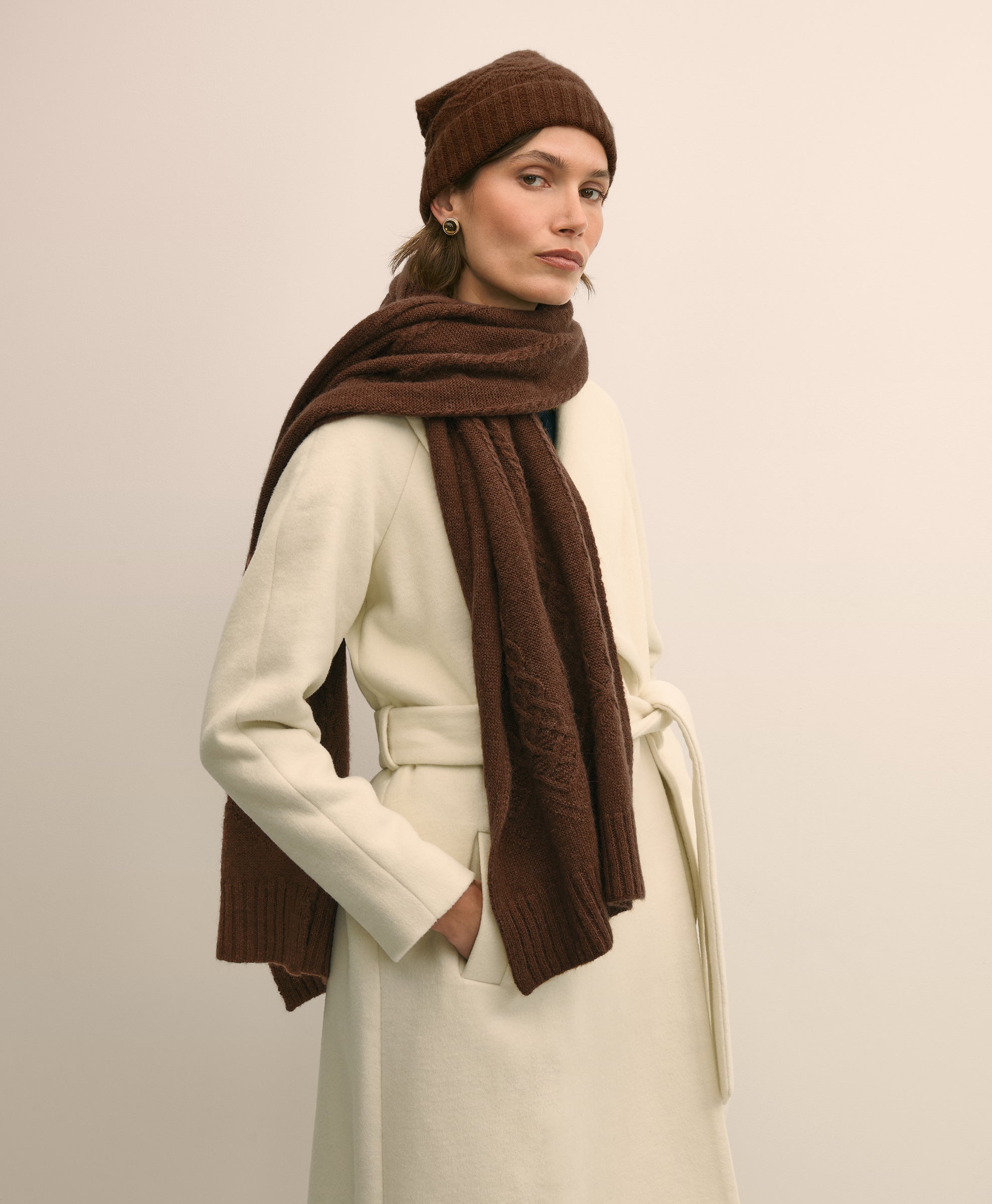 ACC SCRF HAT BOX SET MED. Brown