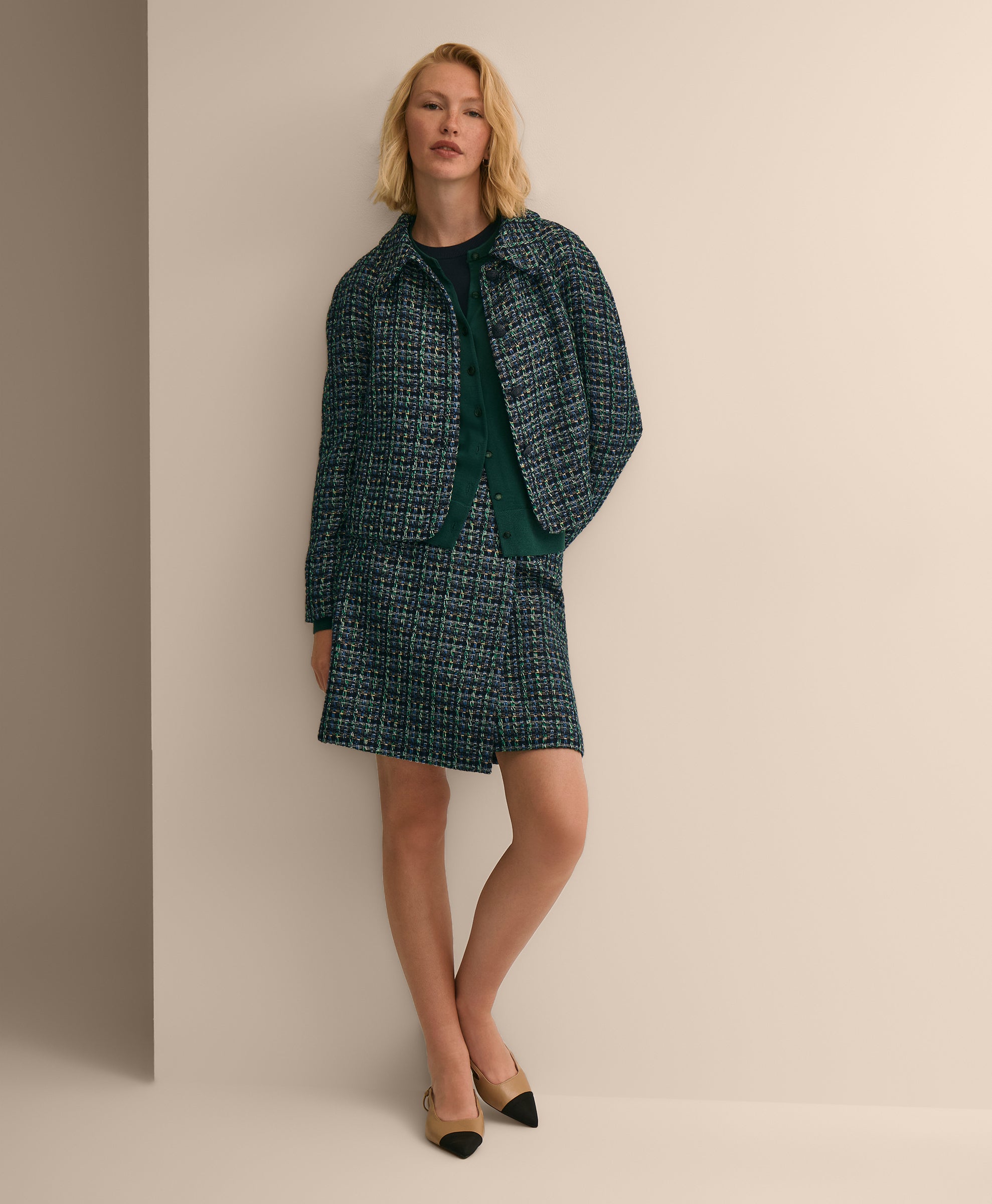 Boucle Plaid Cropped Jacket