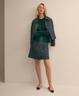 Boucle Plaid Faux Wrap Skirt