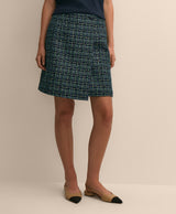 Boucle Plaid Faux Wrap Skirt
