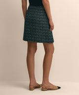 Boucle Plaid Faux Wrap Skirt