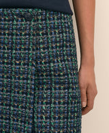 Boucle Plaid Faux Wrap Skirt