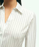 Fitted Stretch Supima® Cotton Non-Iron Striped Dress Shirt