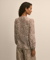 BLS SLK HAB FLORAL BALLOON SLEEVE CREAM