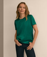 Short-Sleeve Top in Washable Silk Charmeuse