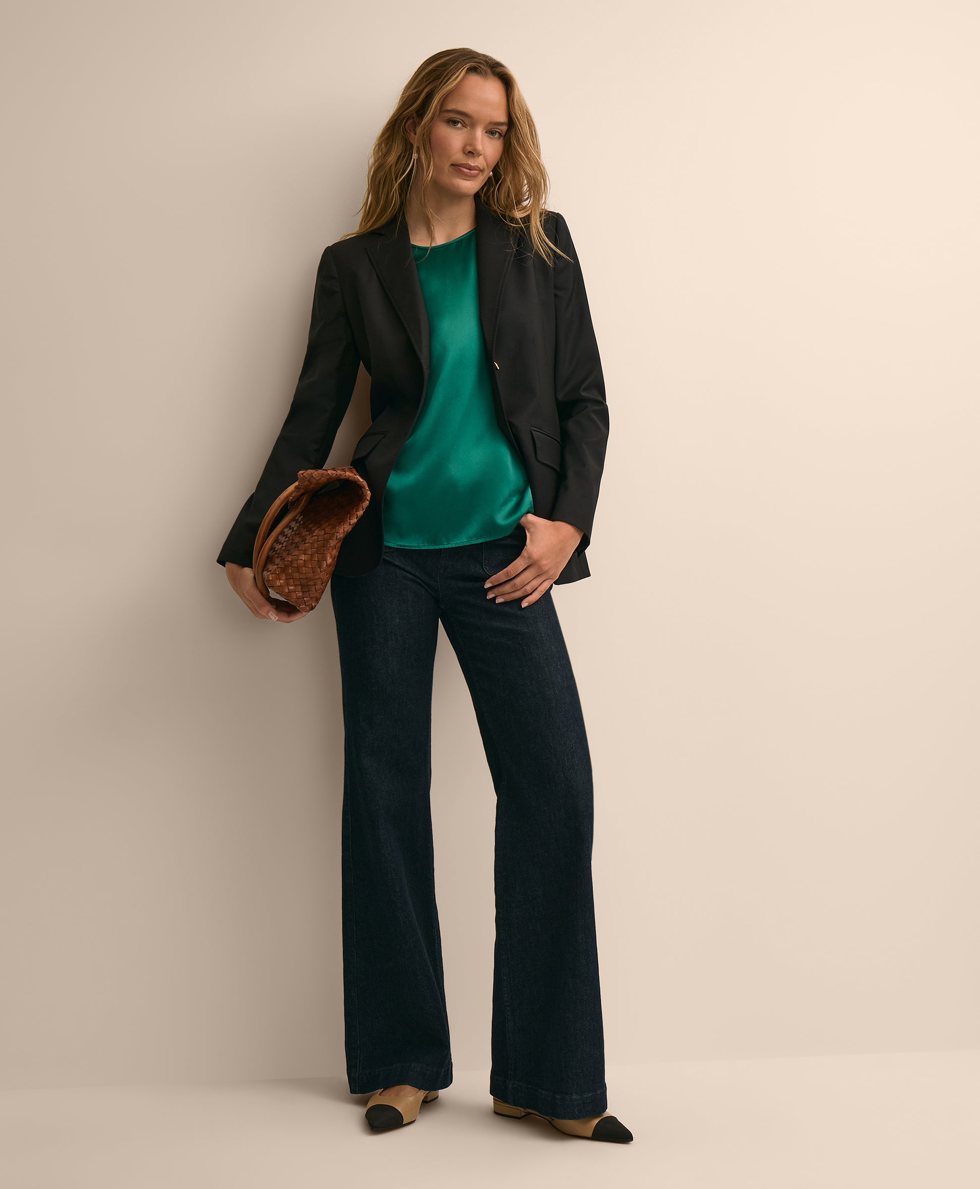 Short-Sleeve Top in Washable Silk Charmeuse