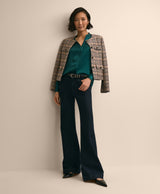 Silk Open V-Neck Blouse