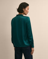 Silk Open V-Neck Blouse