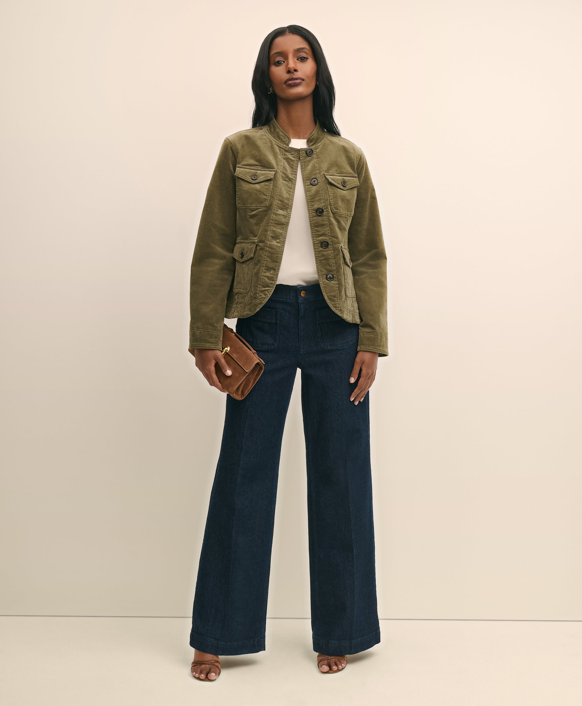 OUT STRTCH PIN WHL CORD CTN 4 PCKT Olive