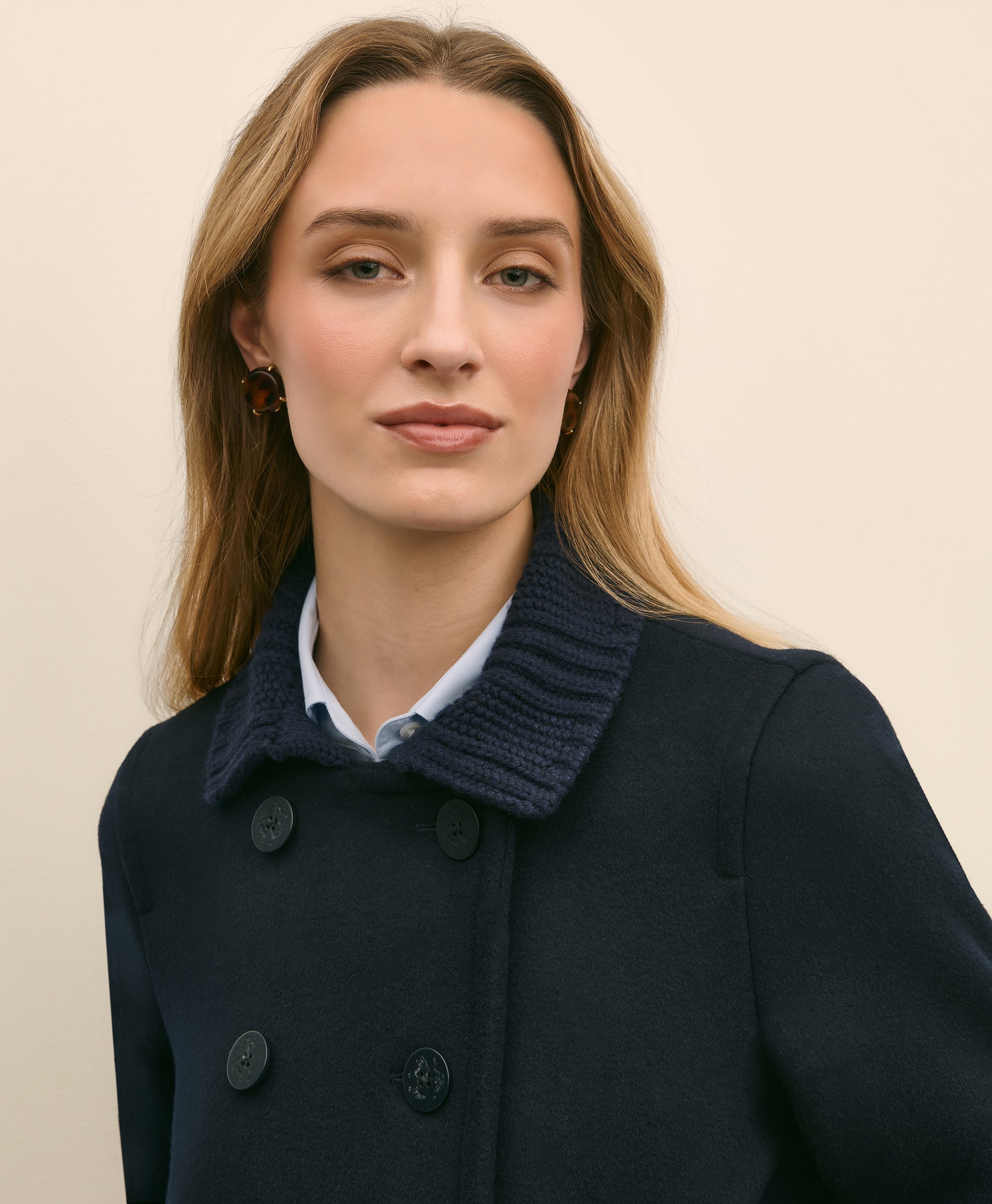 OUT WL BLND DB KNIT CLR CRPD PEACOAT Nav