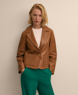 Leather Cropped Tailored Jacket
