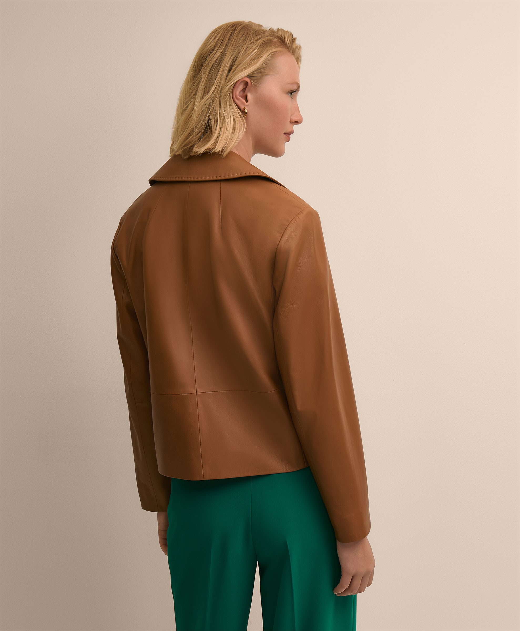 Leather Cropped Tailored Jacket