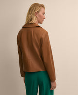 Leather Cropped Tailored Jacket
