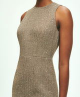 Wool-Blend Sequined Herringbone Shift Dress