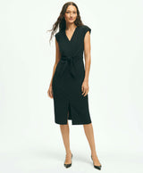 Cap Sleeve V-Neck Crepe Sheath Dress