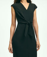 Cap Sleeve V-Neck Crepe Sheath Dress