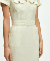 Utility Belted Sheath Dress In Linen