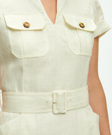 Utility Belted Sheath Dress In Linen