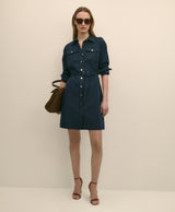 DRS CTN TWLL LS 2 PCKT SNAP FRONT Navy B