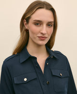 DRS CTN TWLL LS 2 PCKT SNAP FRONT Navy B