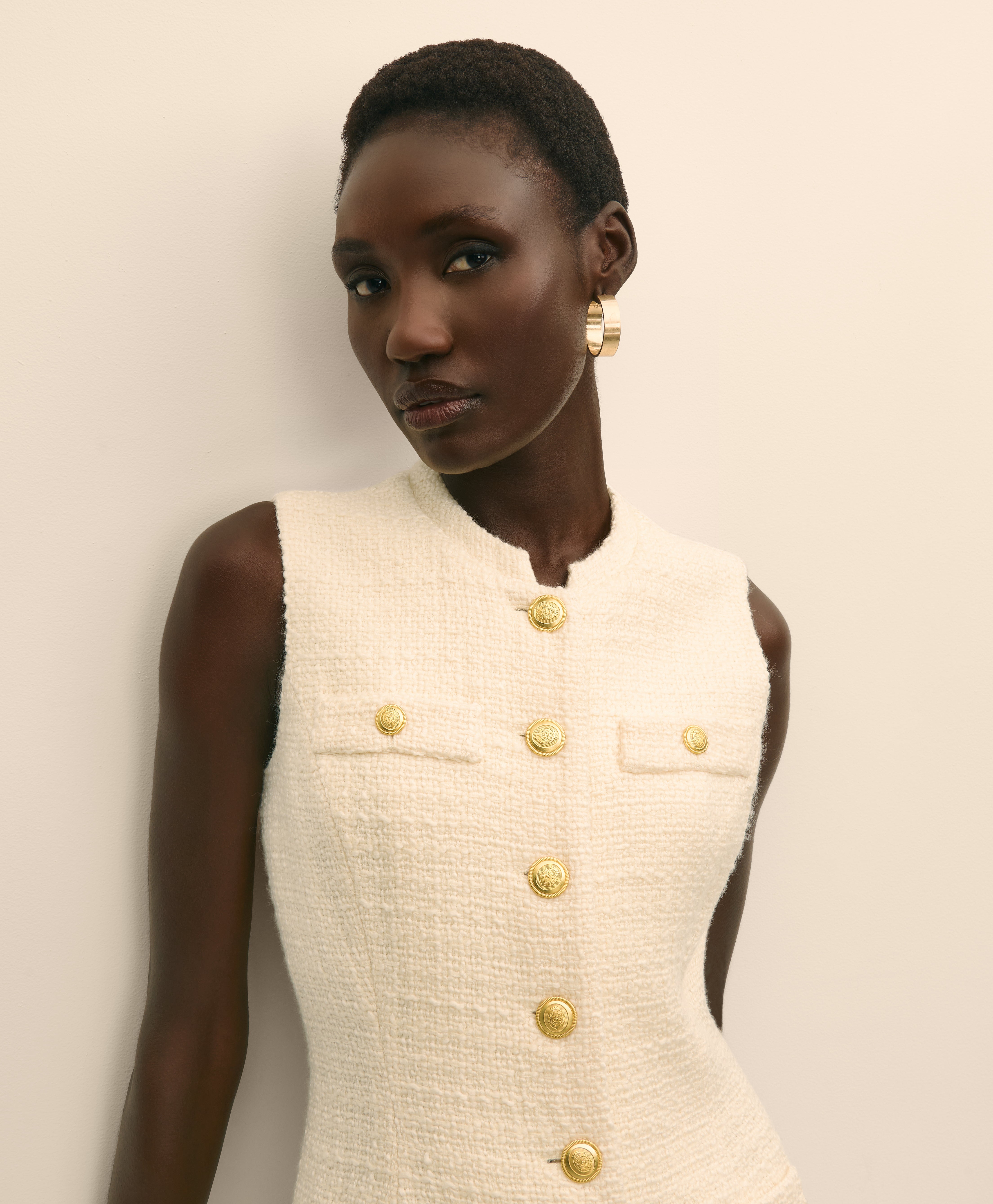 DRS WL BLND BTTN FRNT BCL IVORY