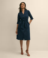 DRS CTN PPLN SHRT DRS WRAP TIE WAIST NAV