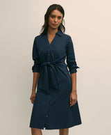 DRS CTN PPLN SHRT DRS WRAP TIE WAIST NAV